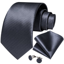 Novelty Dark Grey Men's Tie Handkerchief Cufflinks Set