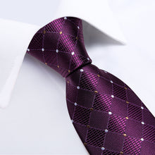  Silk Tie Purple White Plaid Men's Tie