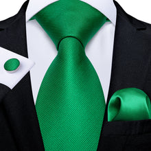 silk solid men's emerald green tie pocket square cufflinks set