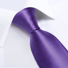 Purple Solid Silk Tie Handkerchief Cufflinks Set