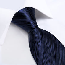 New Blue Striped Tie Hanky Cufflinks Set