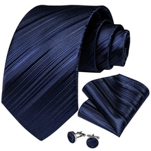 Blue Striped Tie Hanky Cufflinks Set