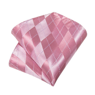 Dibangu Pink Plaid Silk Pocket Square