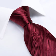 Red Striped  Men's Silk Tie Handkerchief Cufflinks Set