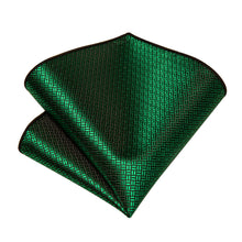 New Green Solid Men's Tie Handkerchief Cufflinks Set