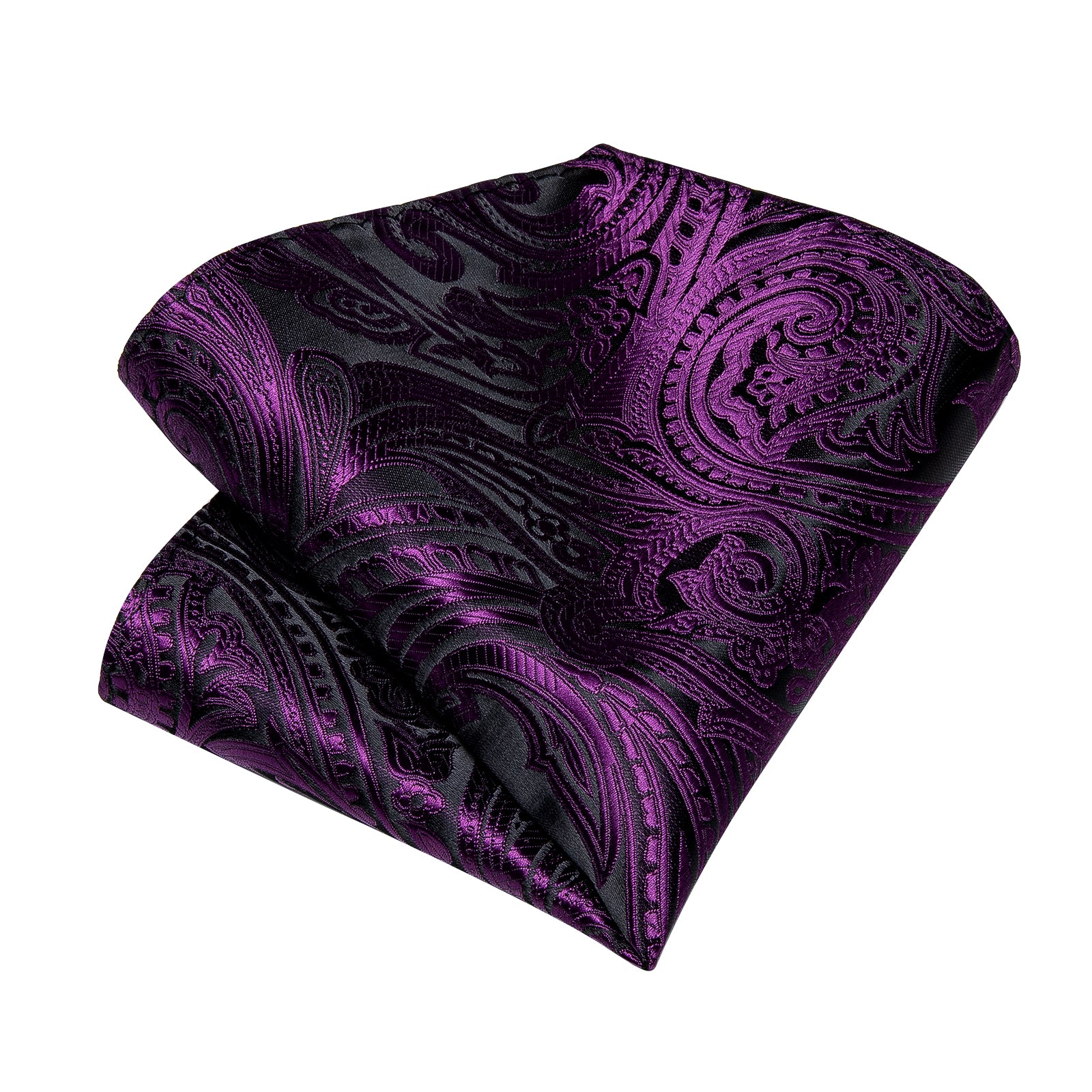 DiBanGu Purple floarl Men's Tie Handkerchief Cufflinks Clip Set