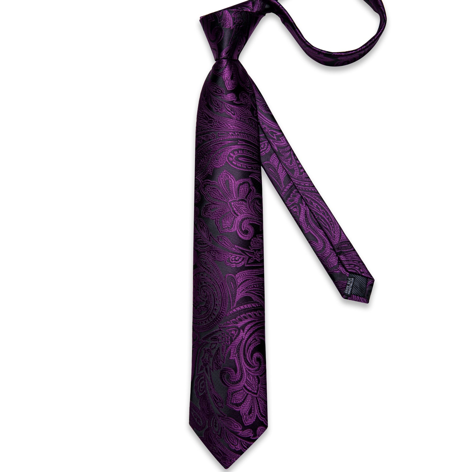 DiBanGu Purple floarl Men's Tie Handkerchief Cufflinks Clip Set