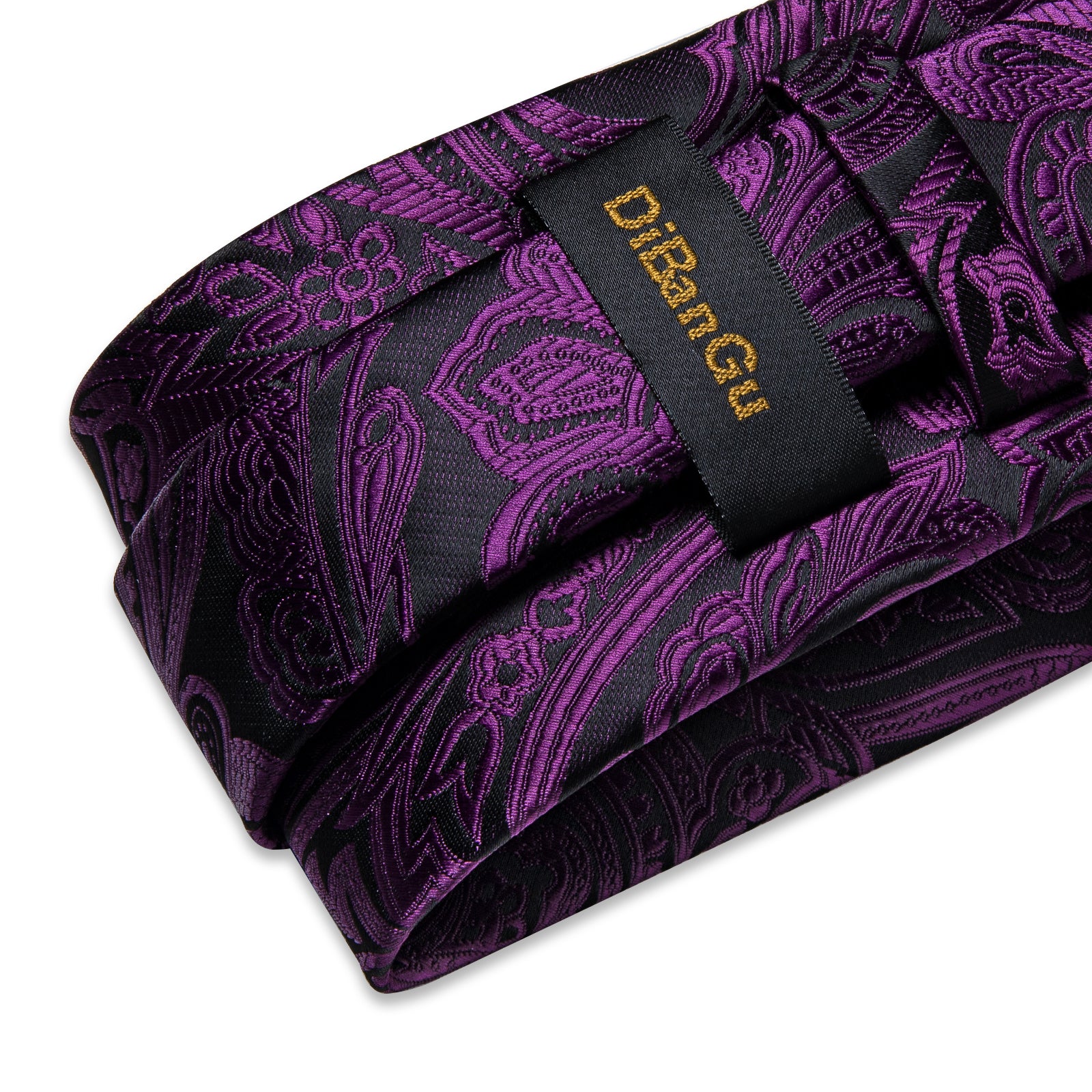 DiBanGu Purple floarl Men's Tie Handkerchief Cufflinks Clip Set