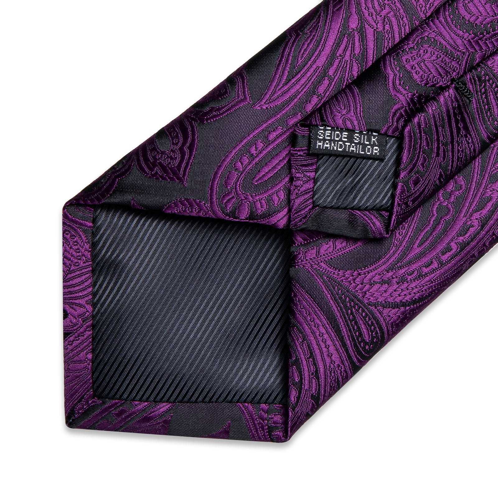 DiBanGu Purple floarl Men's Tie Handkerchief Cufflinks Clip Set