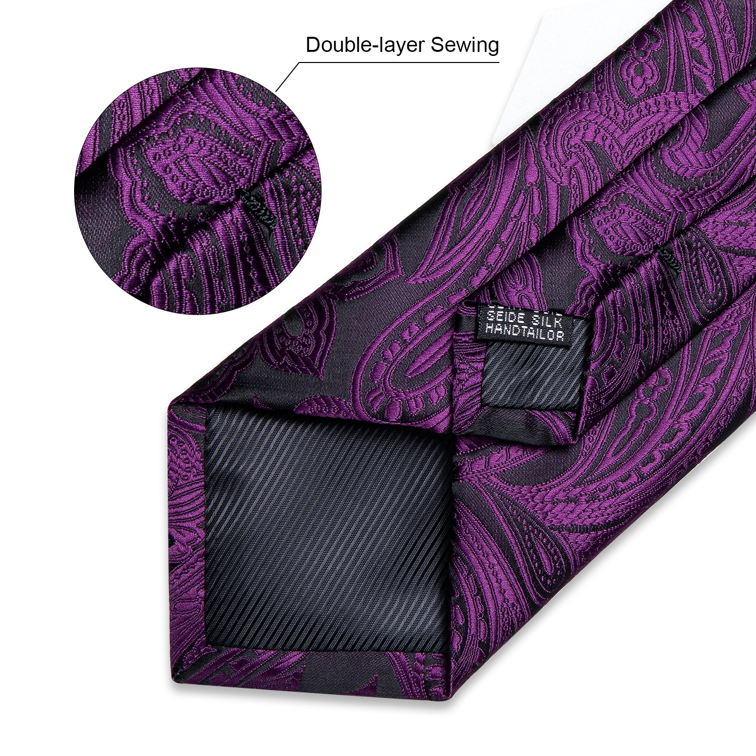 DiBanGu Purple floarl Men's Tie Handkerchief Cufflinks Clip Set