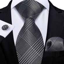 Grey White Plaid Men's Tie