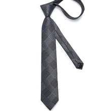 Grey White Plaid Men's Tie
