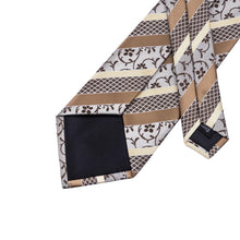Brown Floral spring ties Pocket Square Cufflinks Set for business casual dress