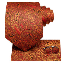 classic mens silk orange floral ties pocket square cufflinks set