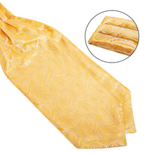 Gold Paisley Silk Cravat Woven Ascot Tie Pocket Square Handkerchief Suit Set (4540670705745)