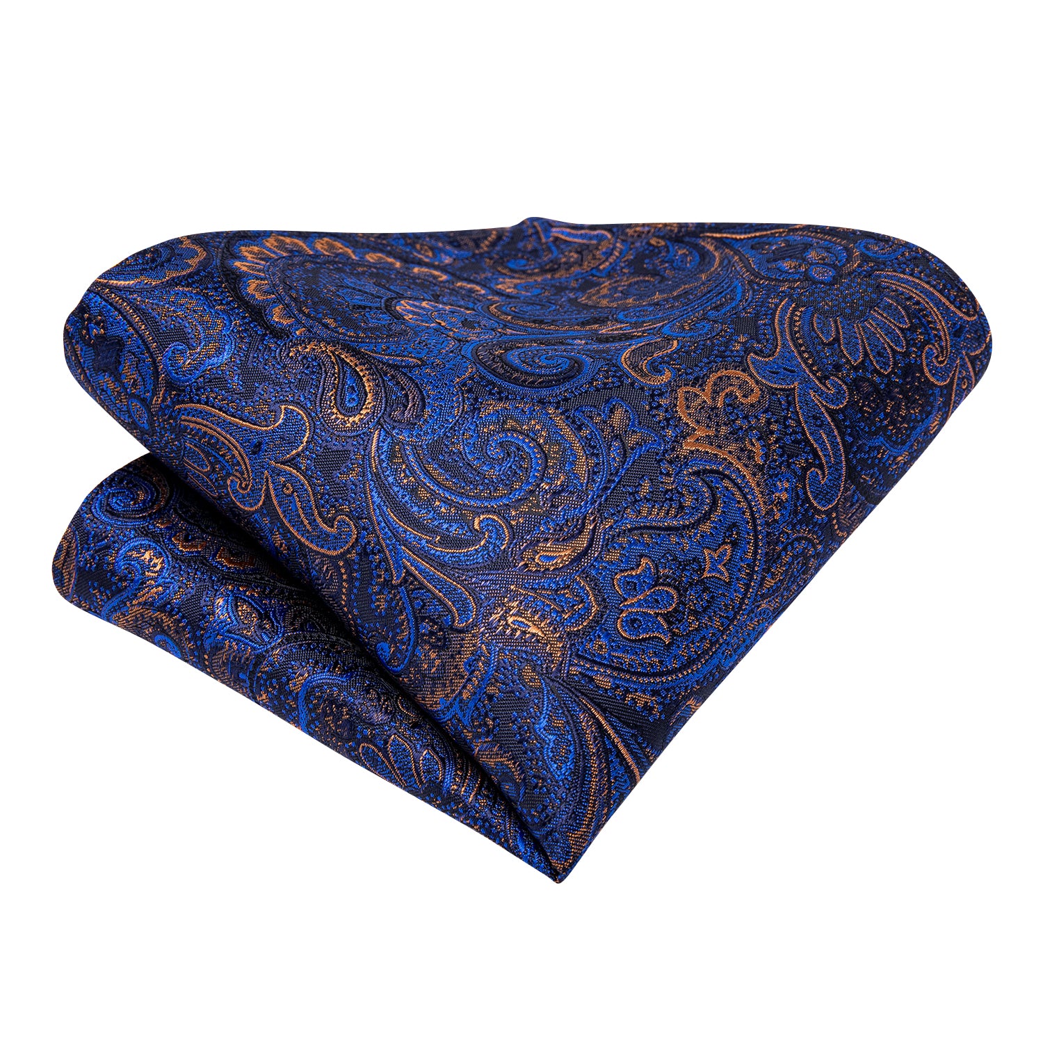 Blue Paisley Silk Cravat Woven Ascot Tie Pocket Square Handkerchief Suit Set (4540685877329)