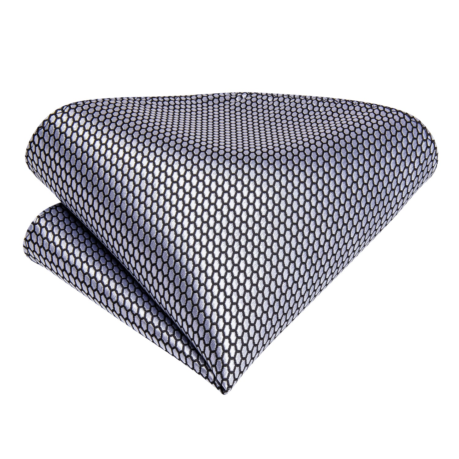 New Silver Gray Solid Silk Cravat Woven Ascot Tie Pocket Square Handkerchief Suit Set (4602511392849)