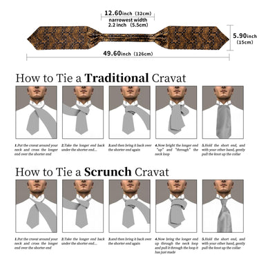 Black Brown Paisley Silk Cravat Woven Ascot Tie Pocket Square Cufflinks With Tie Ring Set (4667738194001)