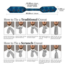Novelty Blue Floral Silk Cravat Woven Ascot Tie Pocket Square Handkerchief Suit with Lapel Pin Brooch Set