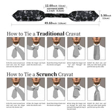 Black Floral Silk Cravat Woven Ascot Tie Pocket Square Handkerchief Suit with Lapel Pin Brooch Set