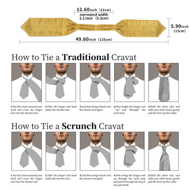 Golden Paisley Silk Cravat Woven Ascot Tie Pocket Square Cufflinks With Tie Ring Set (4667796717649)
