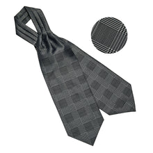Houndstooth Silk Cravat Woven Ascot Tie Pocket Square Handkerchief Suit Set