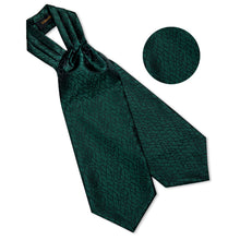 Black texture Silk Cravat Woven Ascot Tie Pocket Square Handkerchief Suit Set