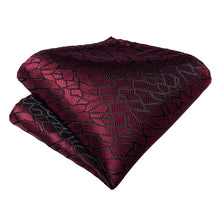 Red texture Silk Cravat Woven Ascot Tie Pocket Square Handkerchief Suit Set