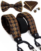 Luxury Brown Black Dots Brace Clip-on Men's Suspender with Bow Tie Set