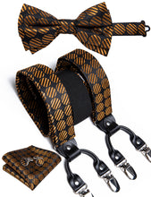 Luxury Brown Black Dots Brace Clip-on Men's Suspender with Bow Tie Set