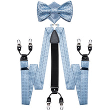 Mint Green Dotted Brace Clip-on Men's Suspender with Bow Tie Set