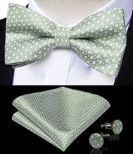 Green White Dot Brace Clip-on Men's Suspender with Bow Tie Set