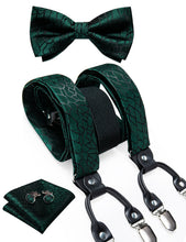 Black Texture Brace Clip-on Men's Suspender with Bow Tie Set