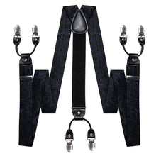 Purple Black Floral Brace Clip-on Men's Suspender with Bow Tie Set