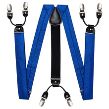 Blue Solid Brace Clip-on Men's Suspender with Bow Tie Set