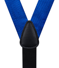 Blue Solid Brace Clip-on Men's Suspender with Bow Tie Set