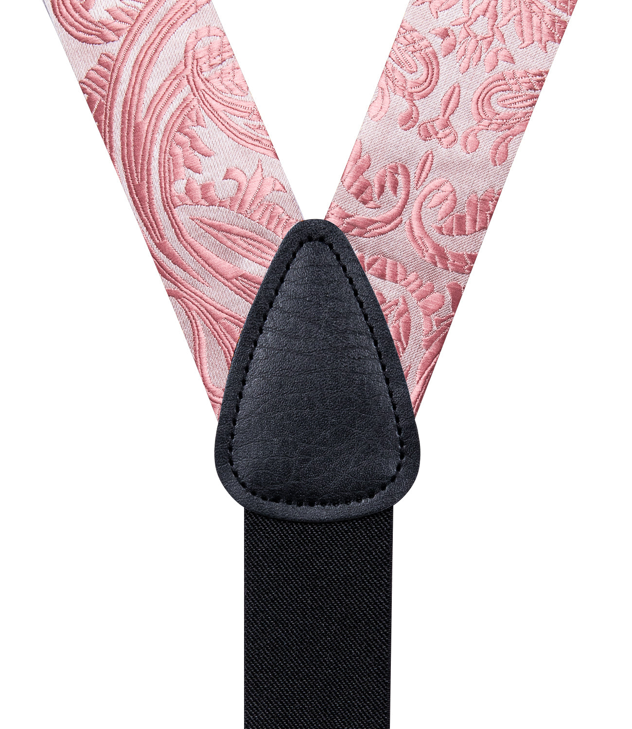 Pink Floral Brace Clip-on Men's Suspender with Bow Tie Set