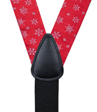 Christmas Snowflake Red Solid Brace Clip-on Men's Suspender with Bow Tie Set