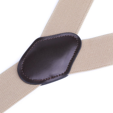Brown Solid Men's Classic Brace Clip-on Suspenders (1930154573866)