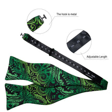 Green Floral Brace Clip-on Men's Suspender with Bow Tie Set