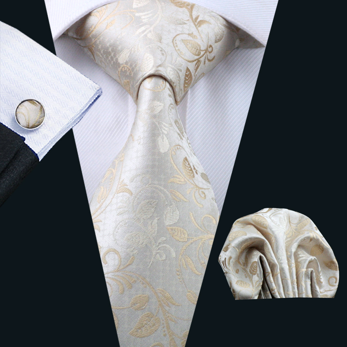 off white silk mens floral ties for wedding dress suit