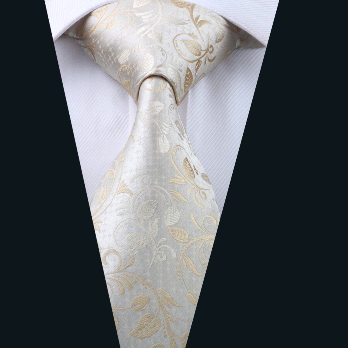 wedding Cream White floral pattern tie pocket square cufflinks set