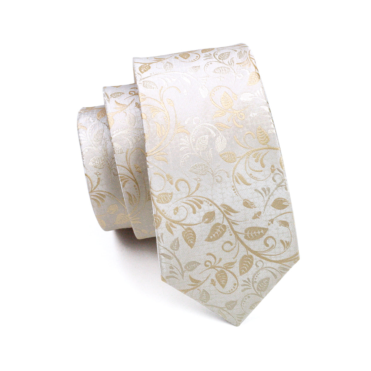wedding Cream White floral pattern tie pocket square cufflinks set