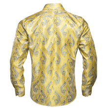 Dibangu Yellow Floral Silk Men's Shirt