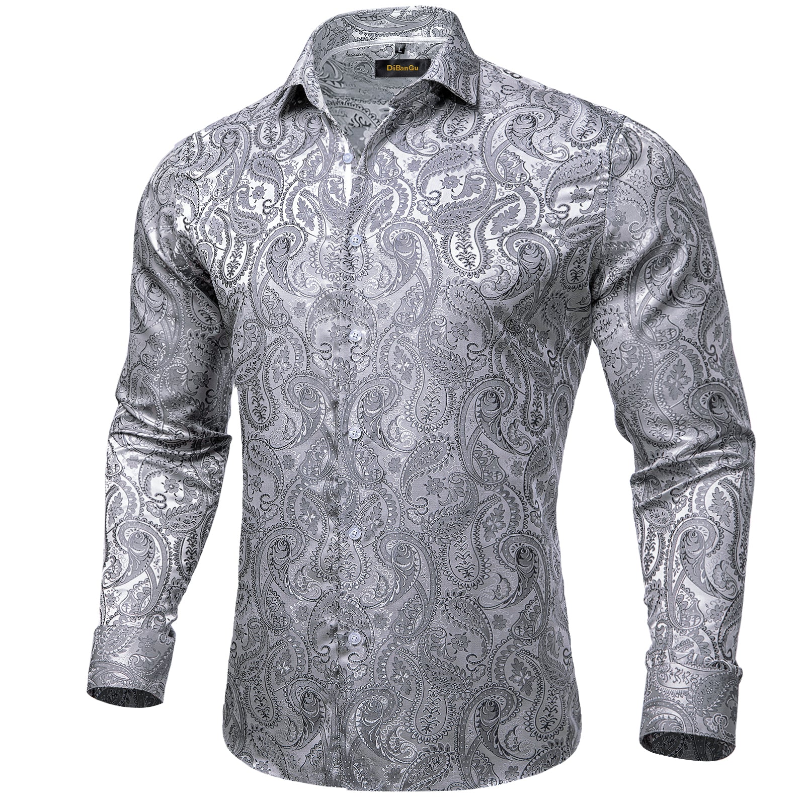 Dibangu Grey Paisley Men's Shirt– DiBanGuStore