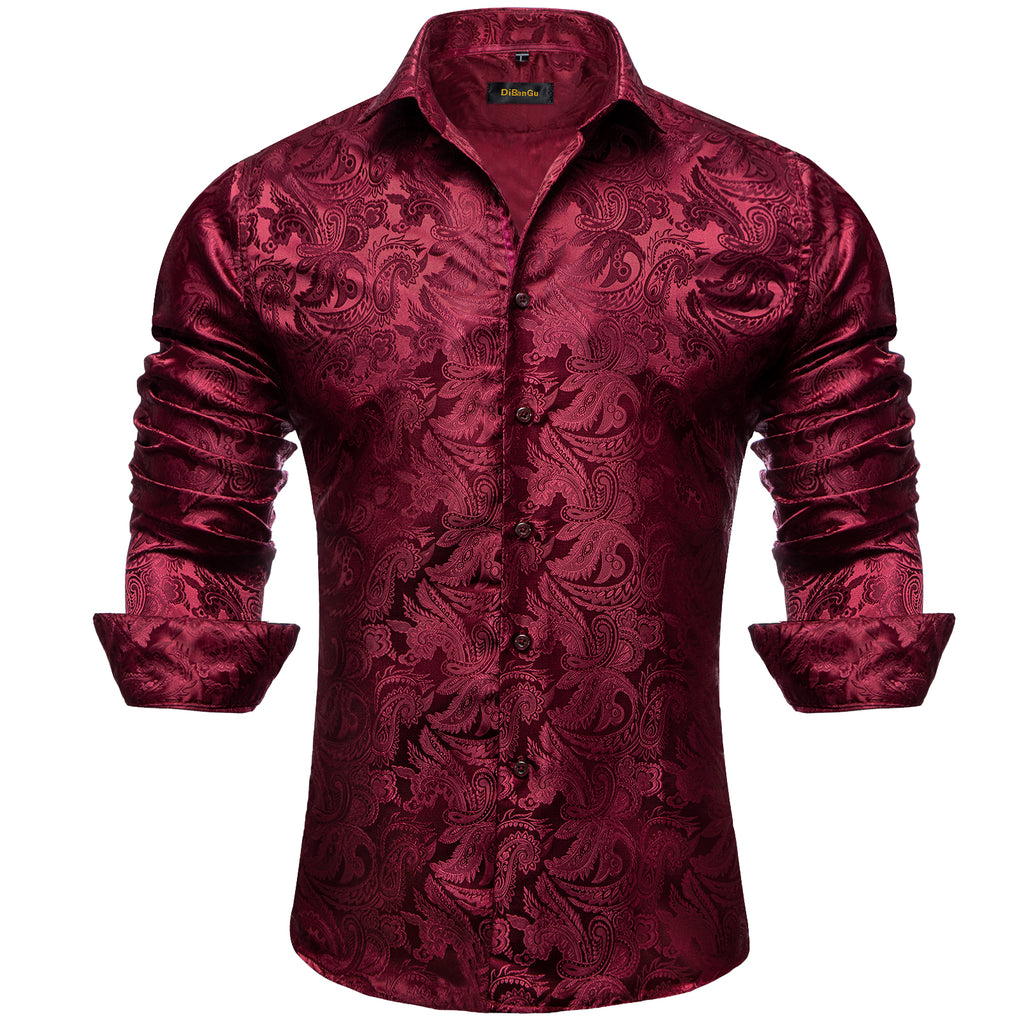 Dibangu New Red Paisley Men's Shirt– DiBanGuStore