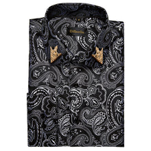 Dibangu New Grey Paisley Men's Shirt with Collar pin
