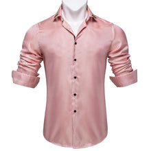 Dibangu Pink Solid Silk Men's Shirt with Collar pin