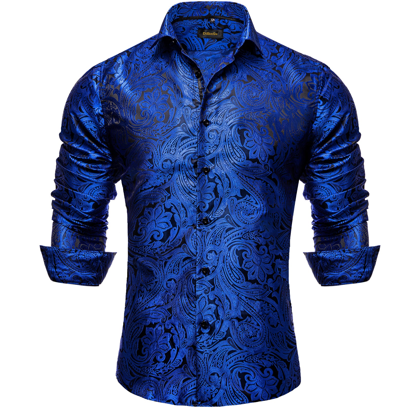 Premiere Men's Long Sleeve Paisley Button-Up Dress Shirt - Red/Black, Fancy Cuff (Model 752, Sizes Premiere Men's Long Sleeve Paisley Button-Up Dress Shirt - Red/Black, Fancy Cuff (Model 752, Sizes