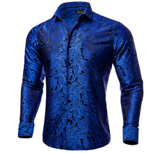 Dibangu New Blue Floral Silk Men's Shirt